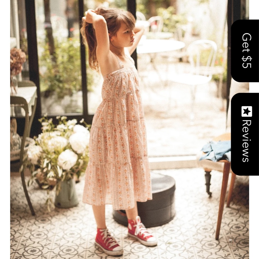 • LOUIS LOUISE • Girls CARINOUX FLORAL PRINT DRESS Pink / Gray Size 12